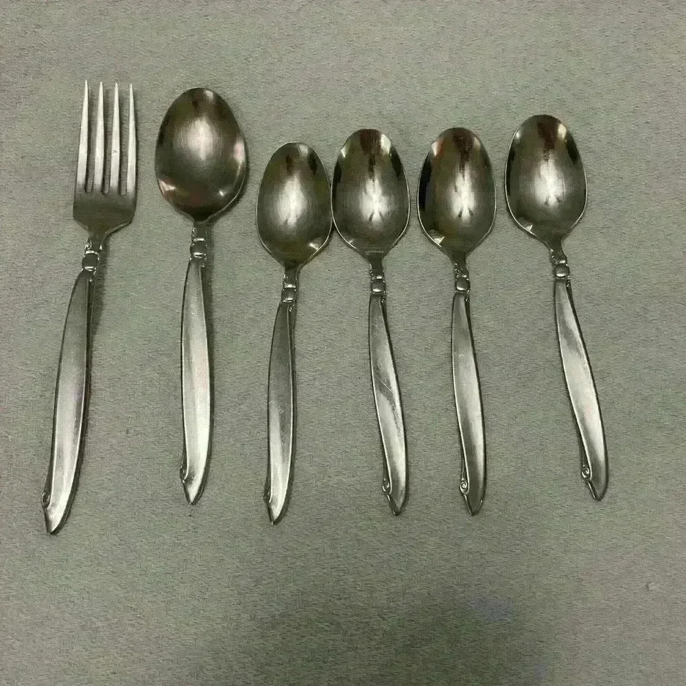 Lot 6 Pcs Oneida WM A Rogers Shoreline Flatware Serving/Table/Tea Spoons/Fork